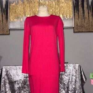 Ann Taylor Vibrant Pink Long Sleeve Dress